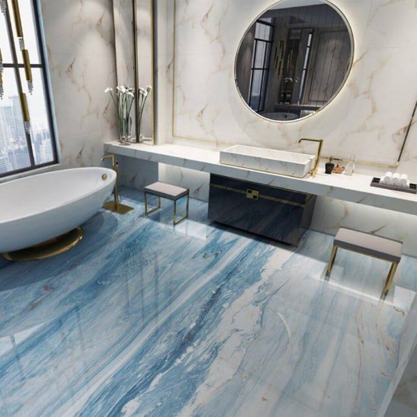 3D Blue Marble G126 Floor Wallpaper Murals Self-Adhesive Removable Kitchen Bath Floor Waterproof fl