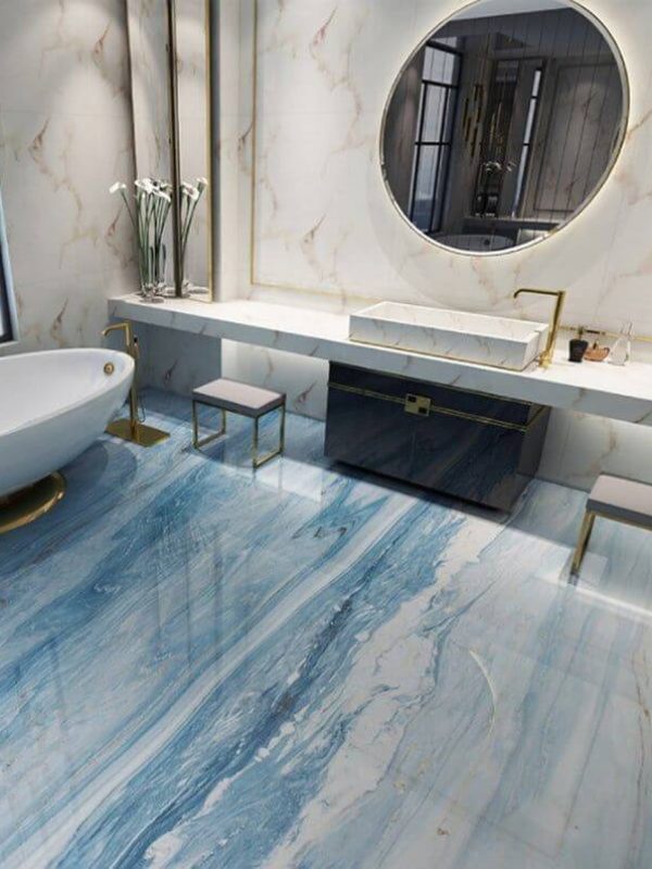 3D Blue Marble G126 Floor Wallpaper Murals Self-Adhesive Removable Kitchen Bath Floor Waterproof fl